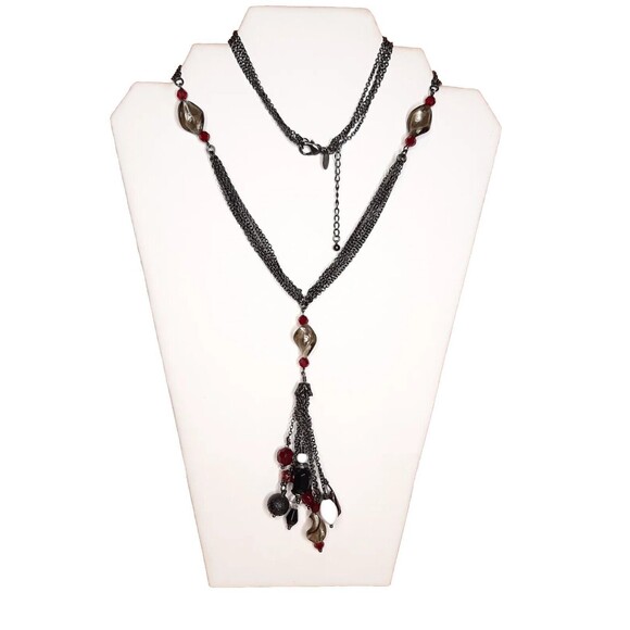 Lia Sophia "Flamenco" Y-Drop Necklace Pearl & Glass 26-29" - Picture 1 of 8
